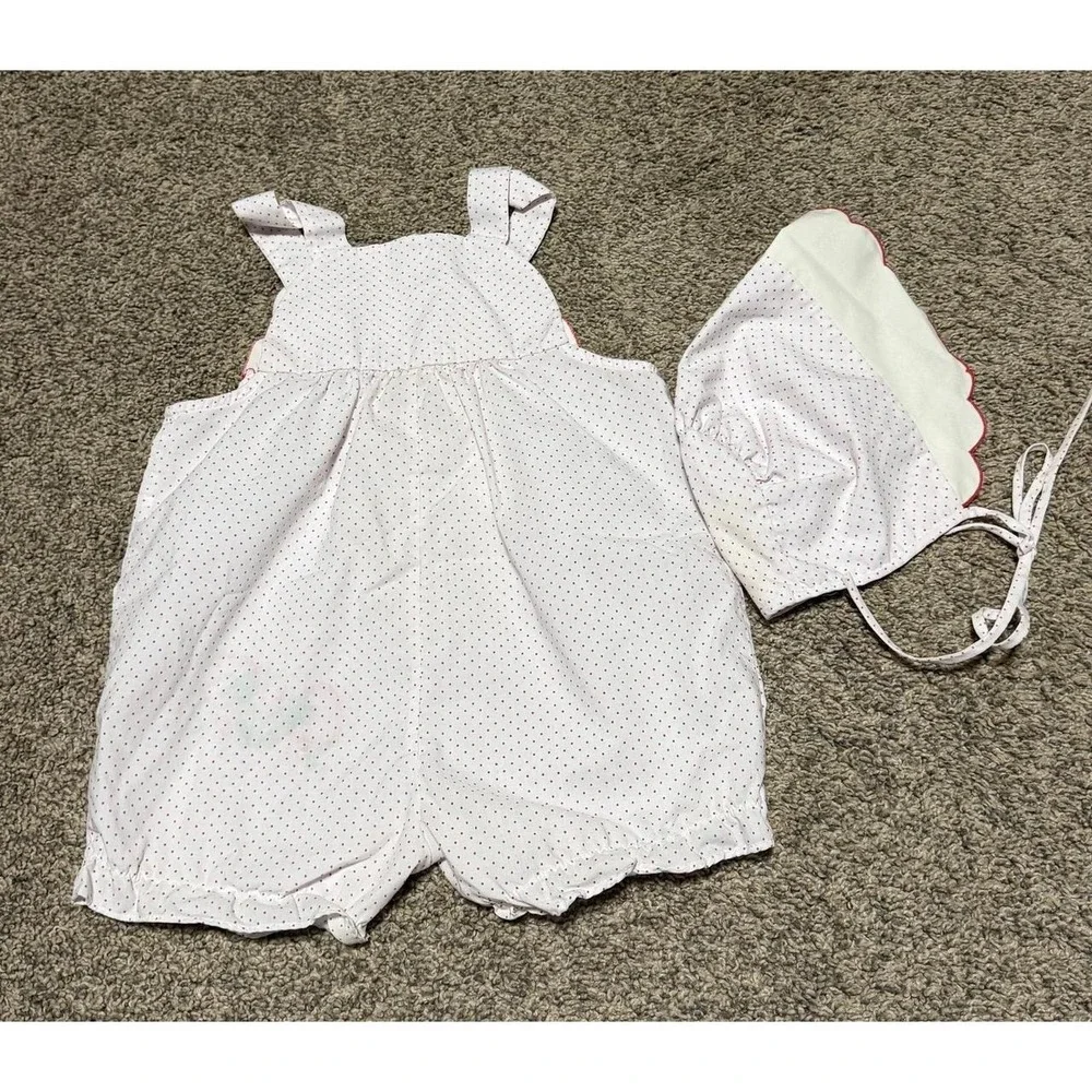 Baby Girl Strawberry Romper and BonnetBaby Girl Strawberry Romper and Bonnet Set